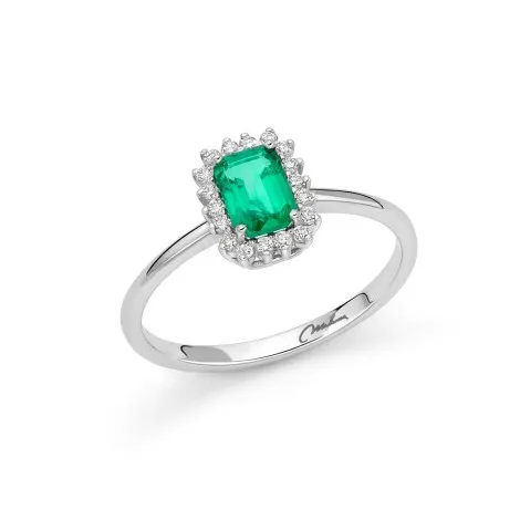 Anello Miluna Smeraldo e Diamanti Oro Bianco 18kt LID3675
