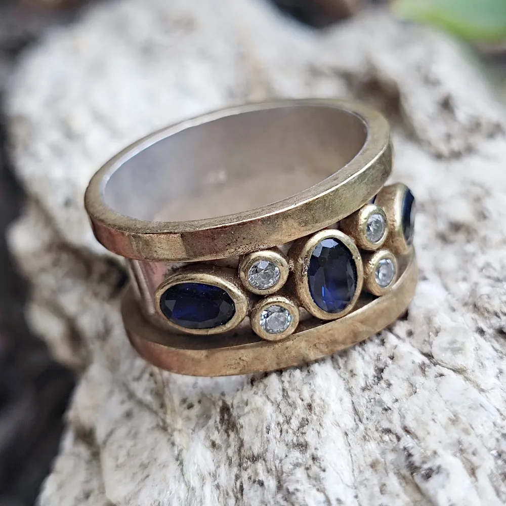 Ethnischer Ring mit Stein aus Messing und 925er Silber – NIMI