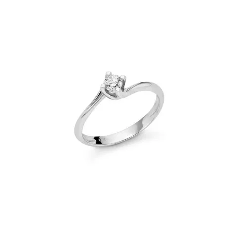 Anello Solitario Miluna Contrariè Oro Bianco 18Kt Diamante 0,25ct