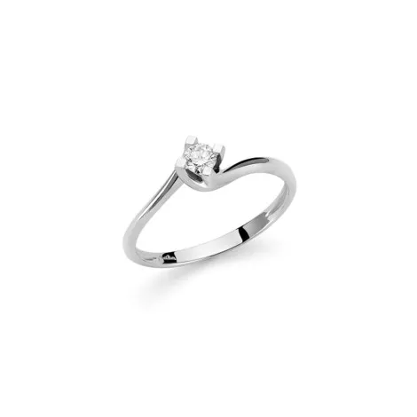 Anello Solitario Miluna Contrariè Oro Bianco 18kt e Diamante LID5180