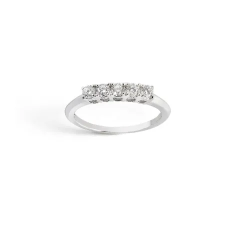 Anello Veretta Oro Bianco 5 Pietre Diamanti