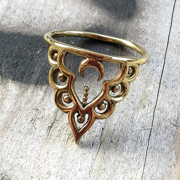 ANELLO MOON in ottone color oro - anello artigianale