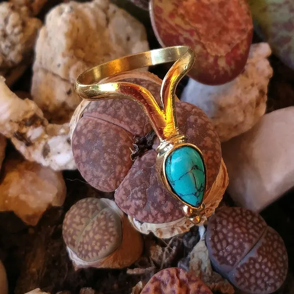 ANELLO etnico AASTHA in ottone con pietra - Gioielli indiani originali