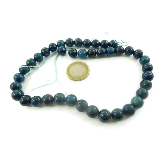 filo pietre apatite  scura liscia di 10 mm lungo 38/40 cm