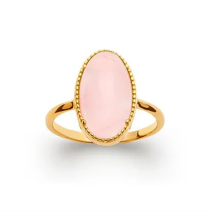 Anello Quarzo Rosa “Judith” – Placcato in oro 750