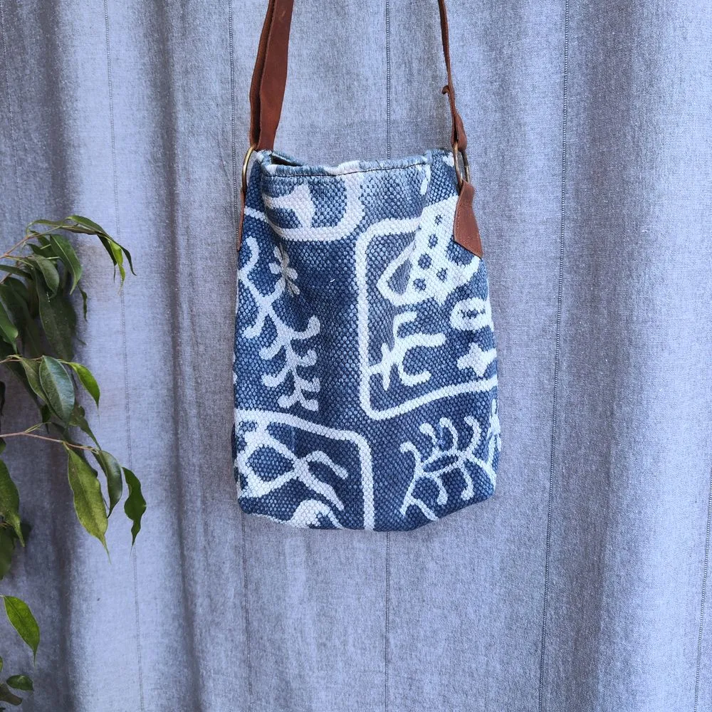 DORIYA shoulder bag handmade in cotton and stamping