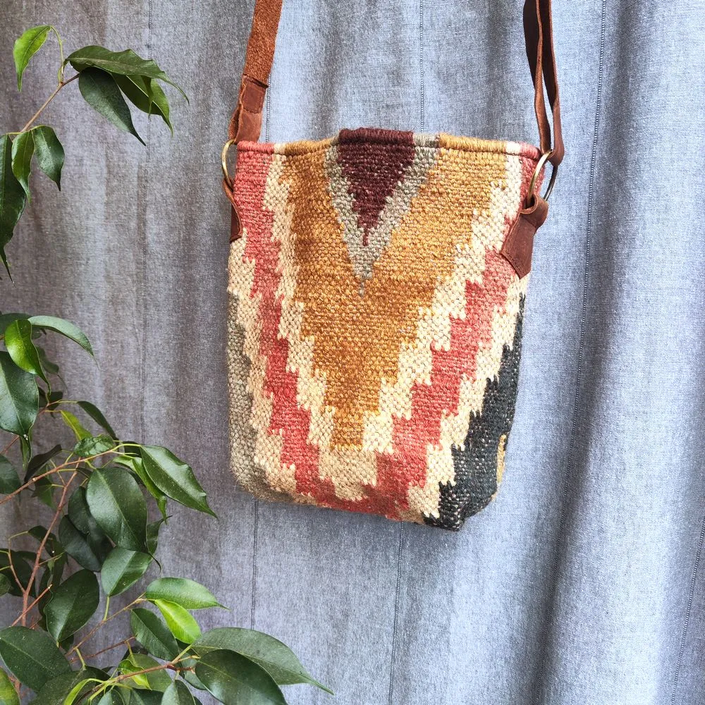UDAIPUR Shoulder Bag Handcrafted with KILIM and Leather