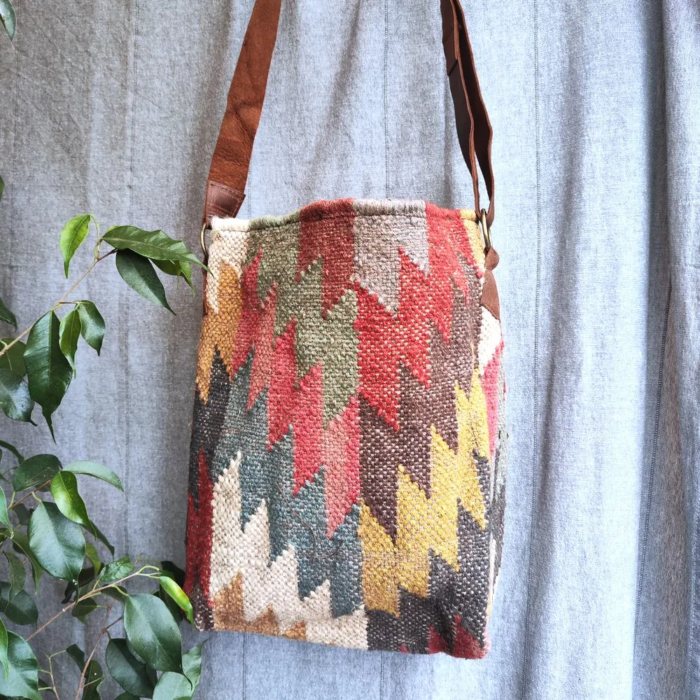 HUBLI Handcrafted Bag Made with KILIM and Leather