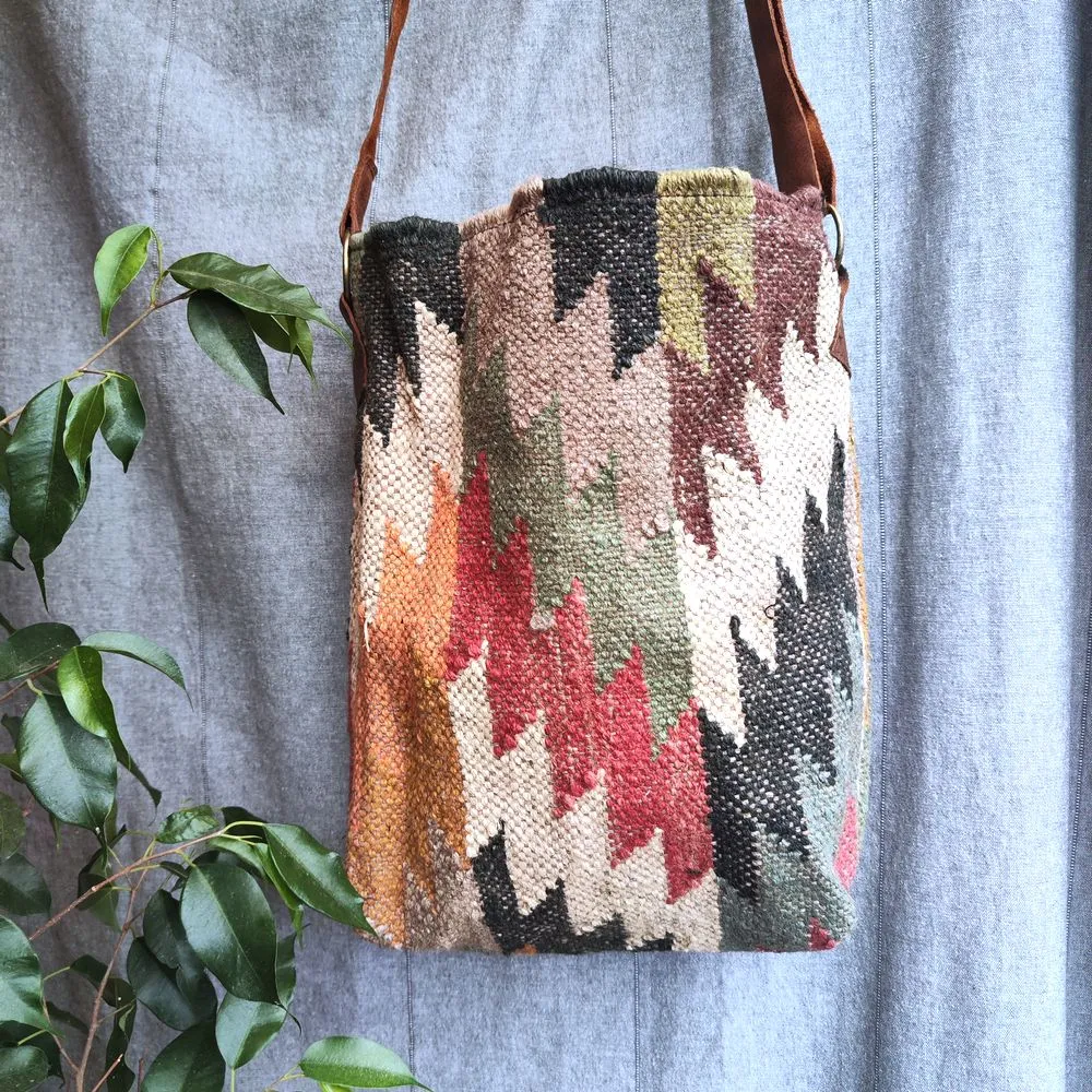 ATTUR Handcrafted Bag Made with KILIM and Leather