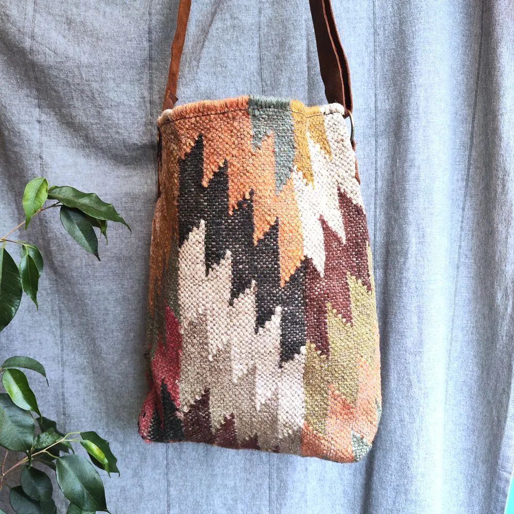 NAGPUR Handcrafted Bag Made with KILIM and Leather