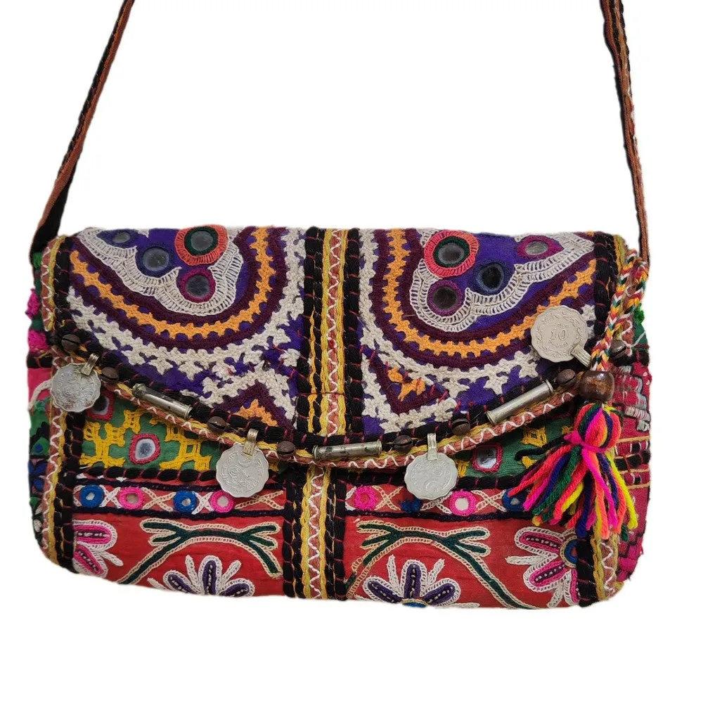 RABARI clutch / shoulder bag with coins VINTAGE - ANGOON