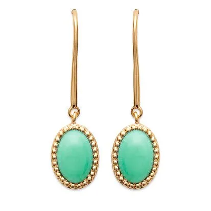 Orecchini “Alexandra” con avventurina – Placcati in oro 750