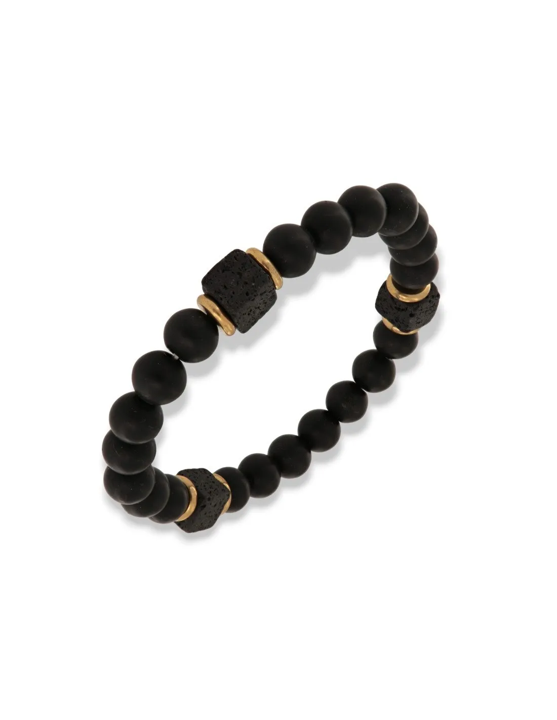 Bracciale Acciaio Sfere Nere 8MM