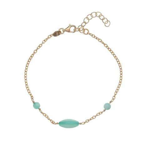 Bracciale Alisia Argento Dorato Pietre Tonde E Ovali VerdeAcqua