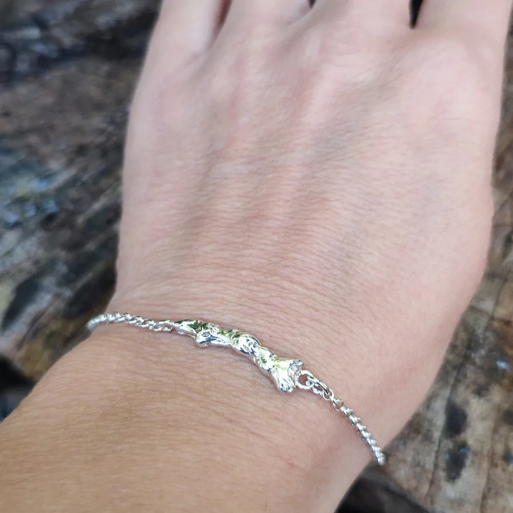 BRACELET handmade coral branch in silver - CORAL