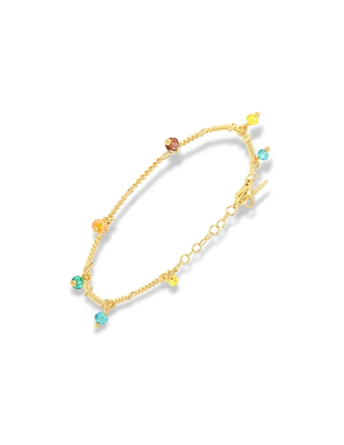 Bracciale Argento Dorato Catena Con Ciondoli