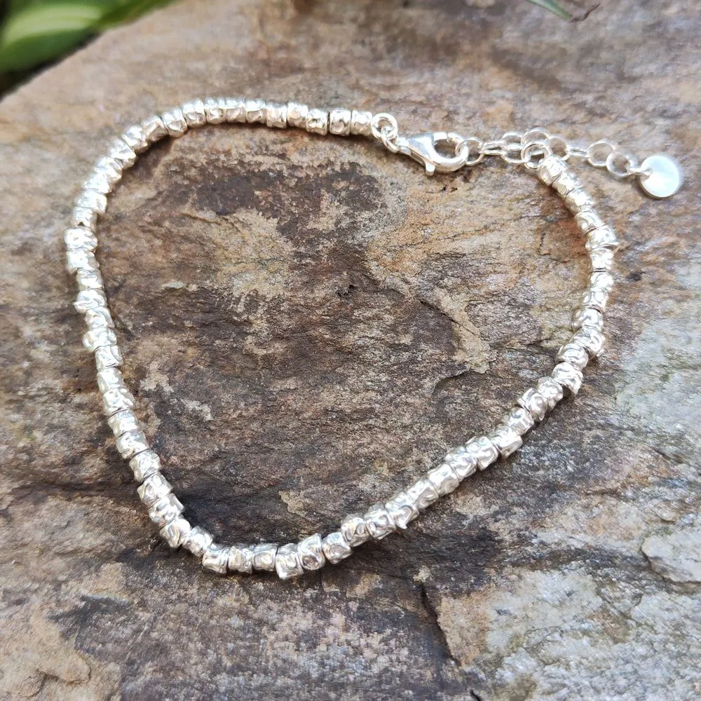 BRACELET handcrafted with hammered tubes - TINY