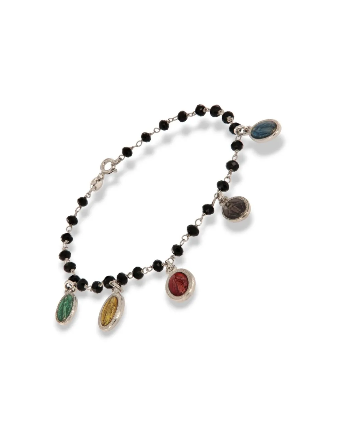 BRACCIALE ARGENTO ONICE MEDAGLIE MIRACOLOSA SMALTA