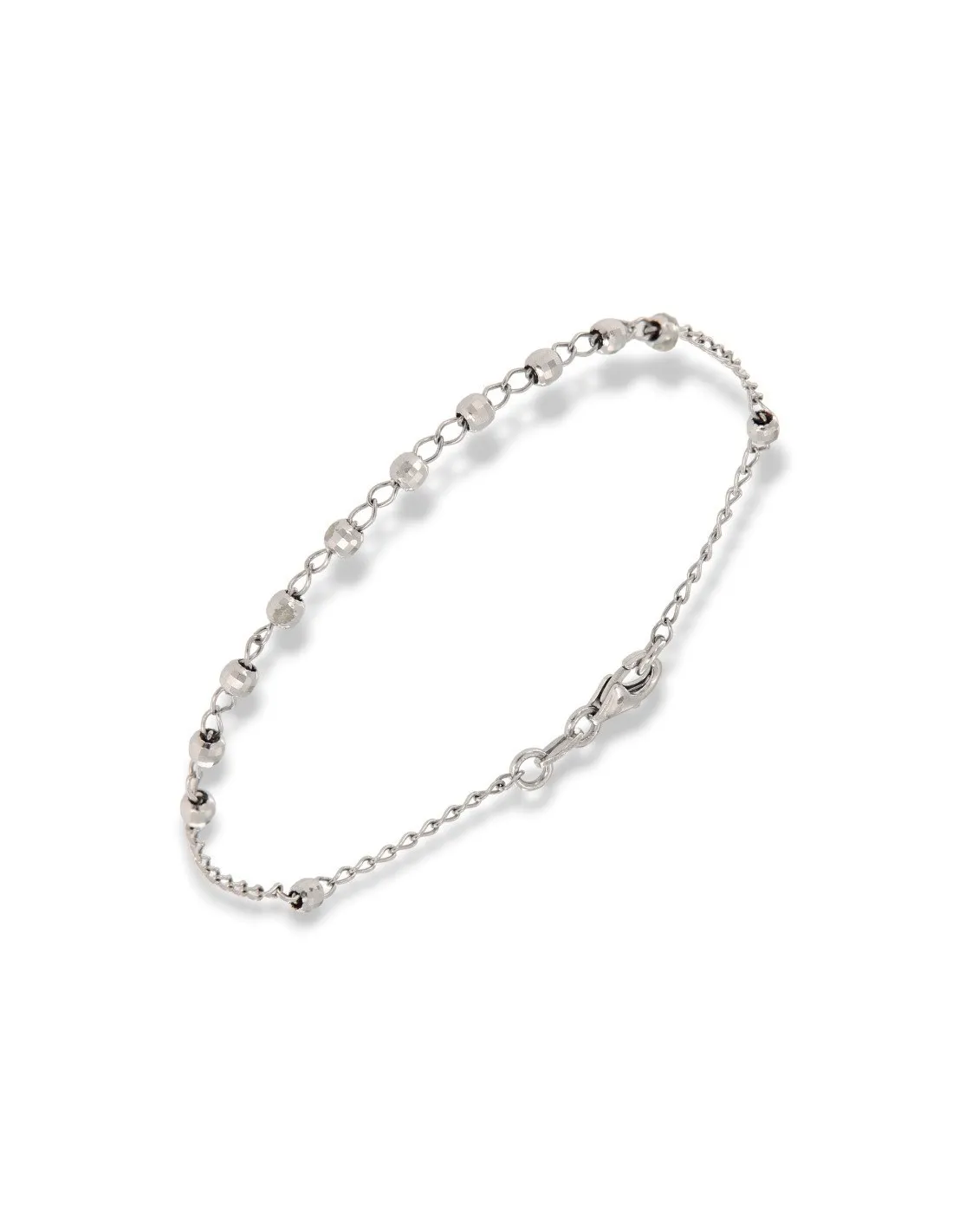 Bracciale Argento Rodiato Catena Sfere Sfaccettate