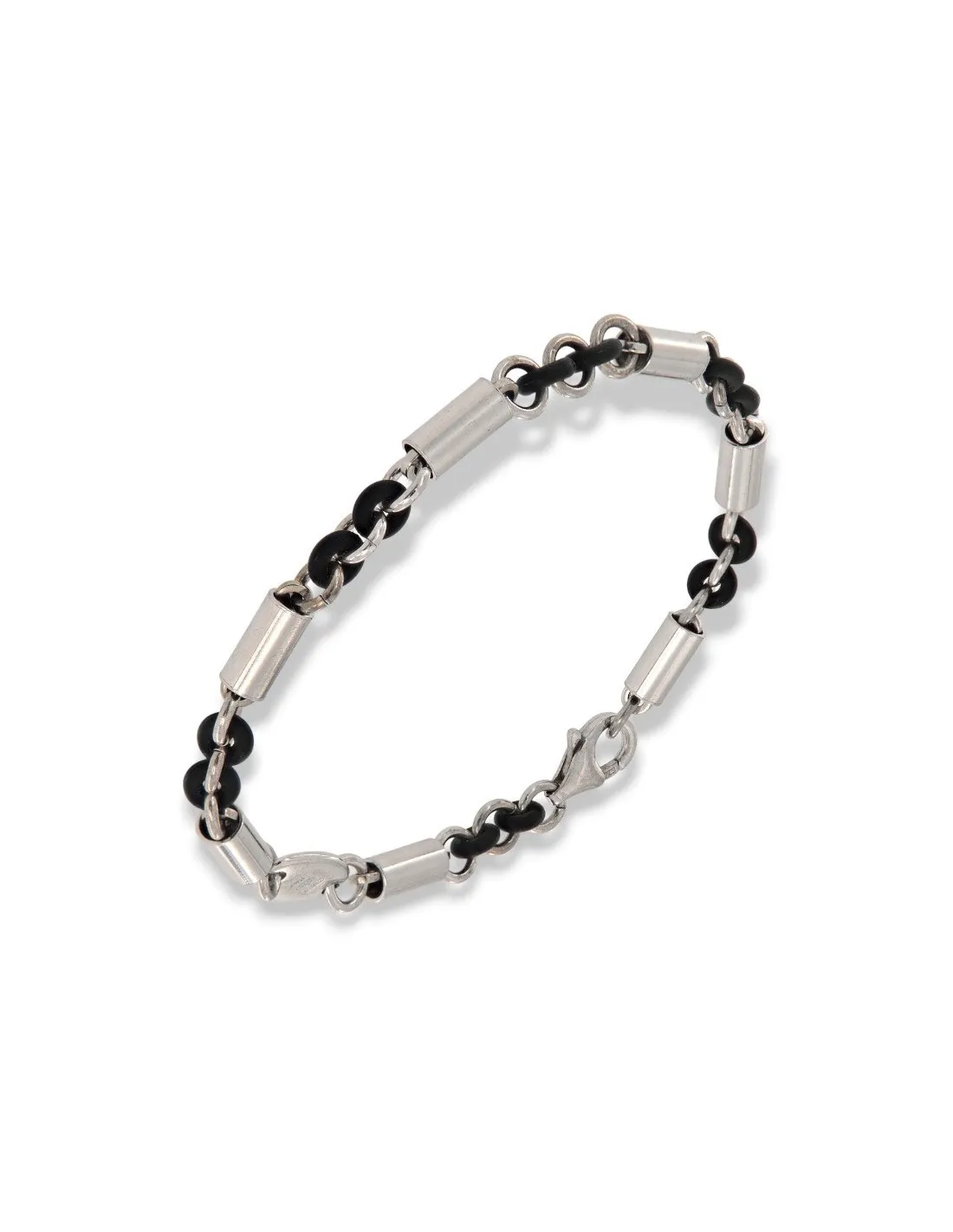 Bracciale Argento Rodiato Cilindri