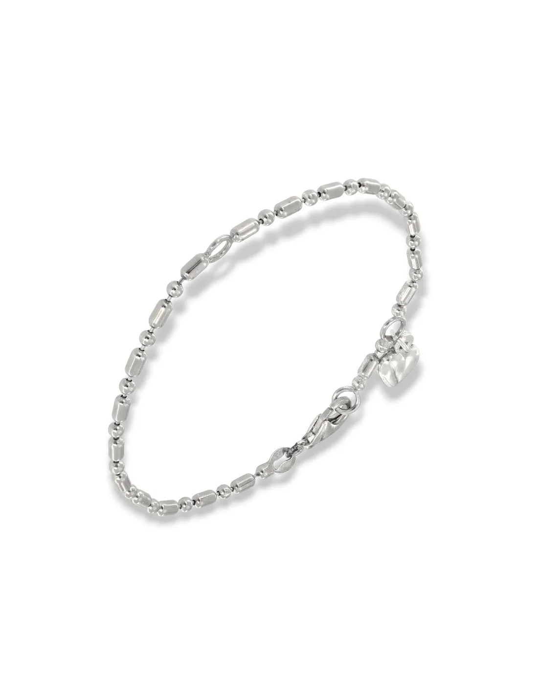 Bracciale Argento Rodiato Cuore Pendente