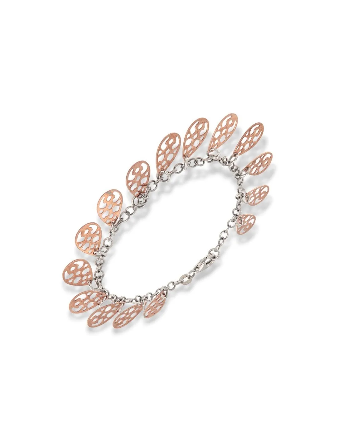 Bracciale Argento Rodiato Gocce Argento Rosato