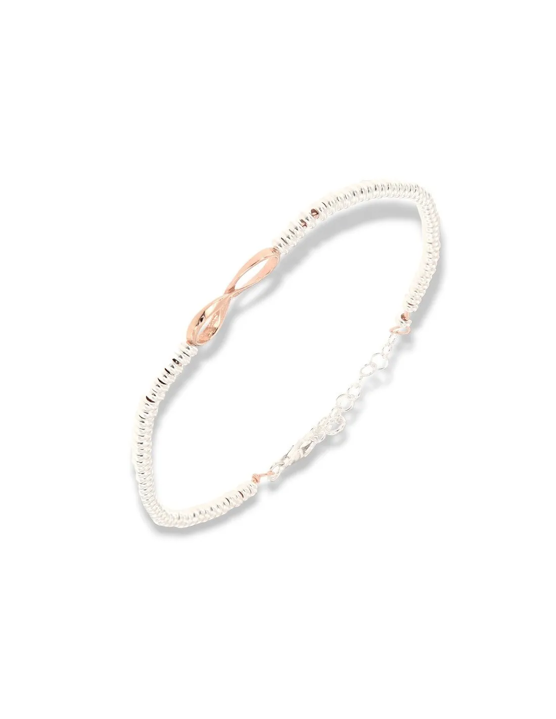 Bracciale Argento Rodiato Infinito Rondelle Lisce