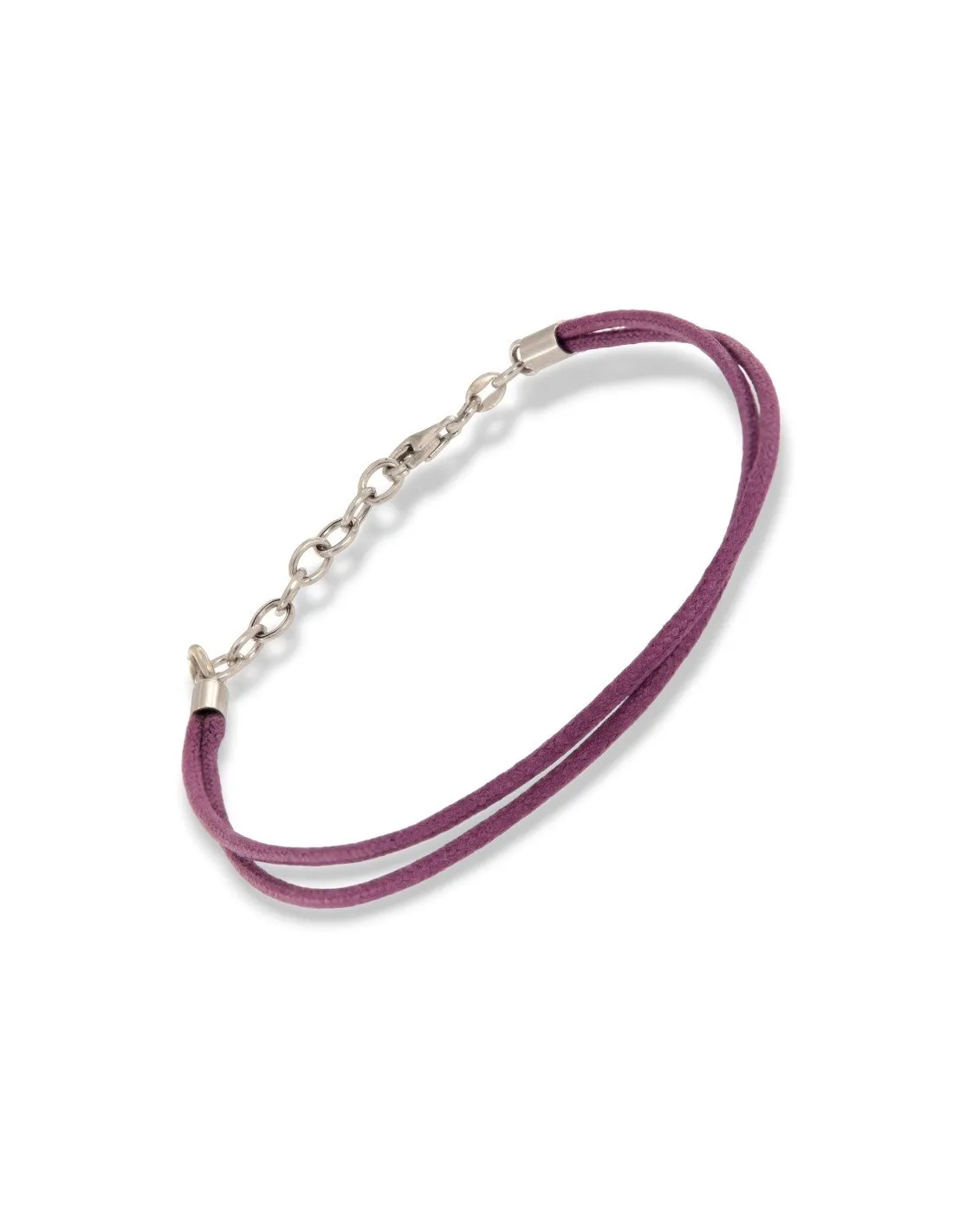 Bracciale Argento Rodiato Laccio Viola