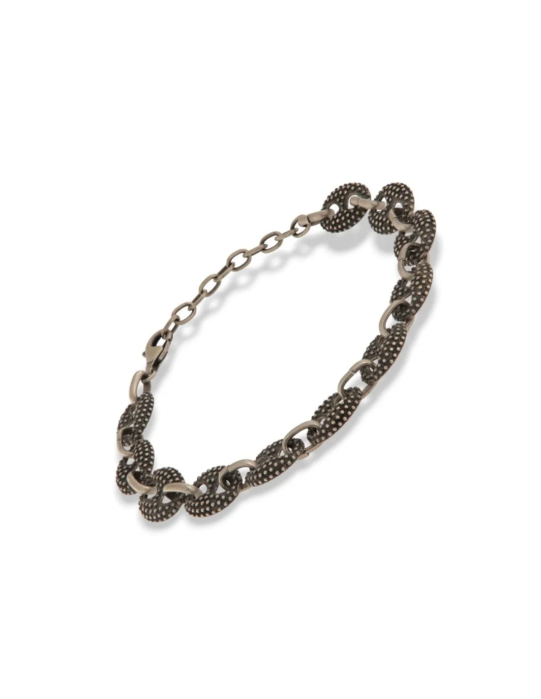 Bracciale Argento Rodiato Maglia Marina Pallinata