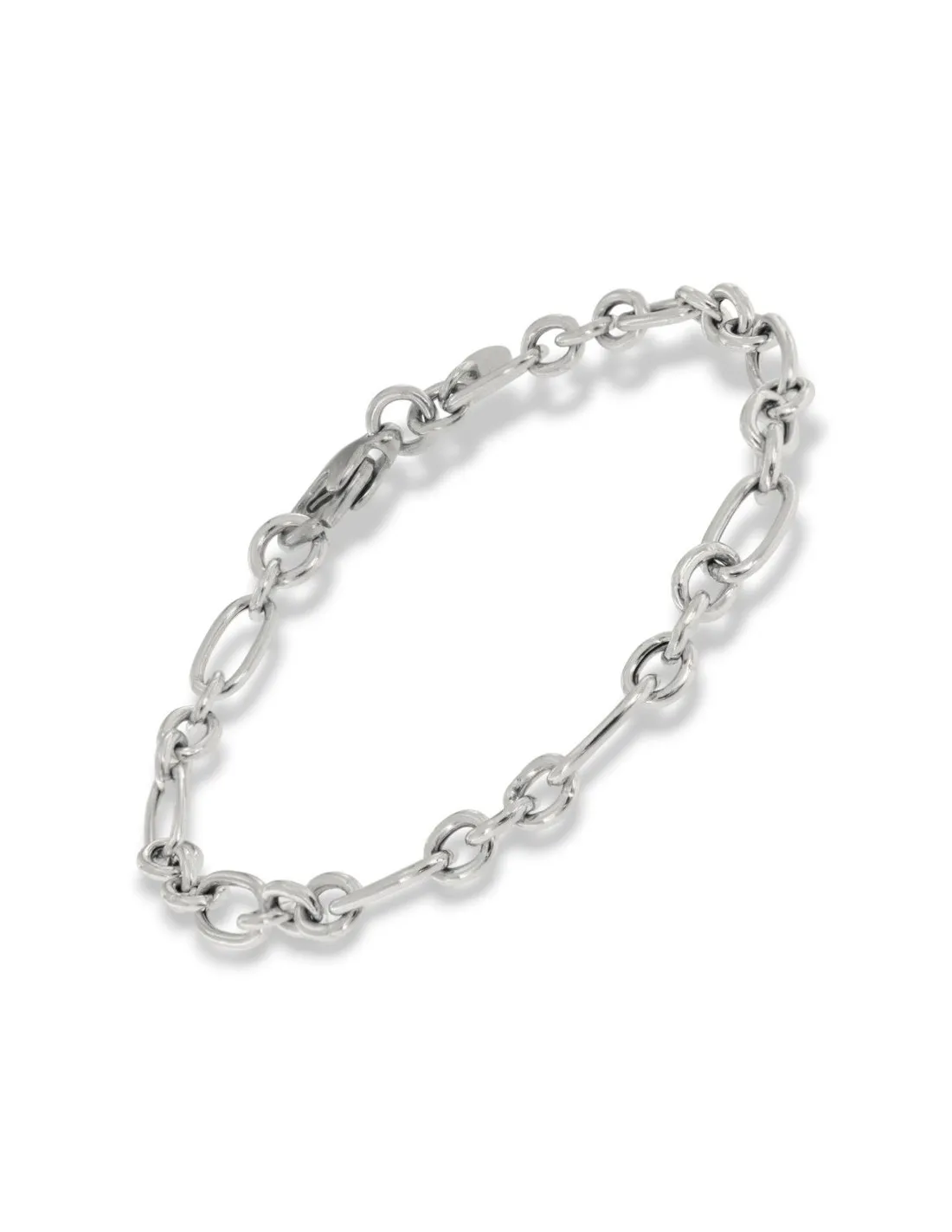 Bracciale Argento Rodiato Maglia Ovale 3+1