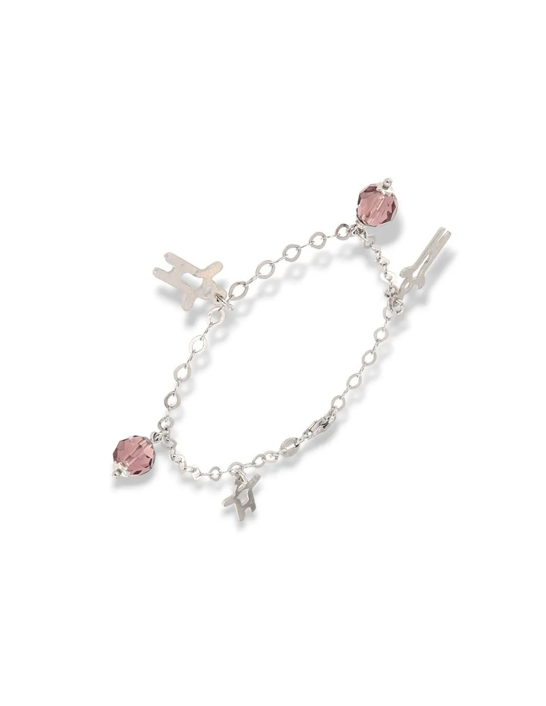 Bracciale Argento Rodiato Maglia Ovale Pententi Cristalli