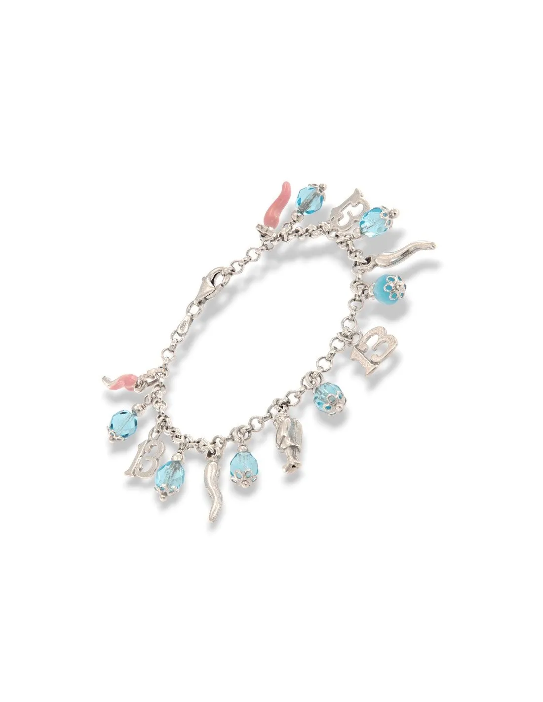 Bracciale Argento Rodiato Pendenti Portafortuna