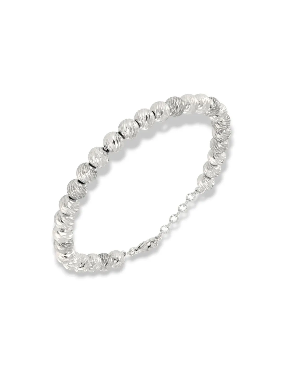 Bracciale Argento Rodiato Sfere Rigate