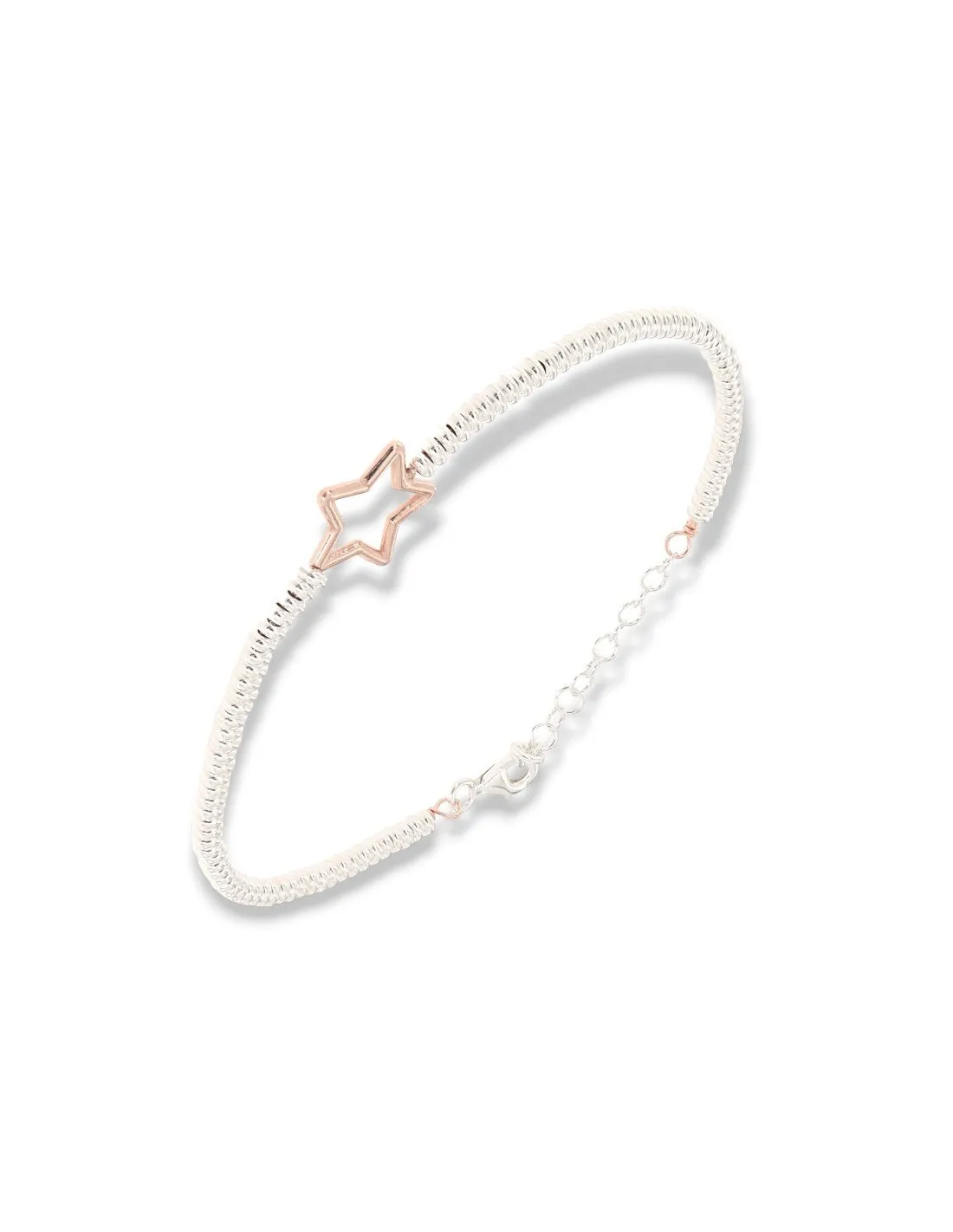 Bracciale Argento Rodiato Stella Rondelle Lisce