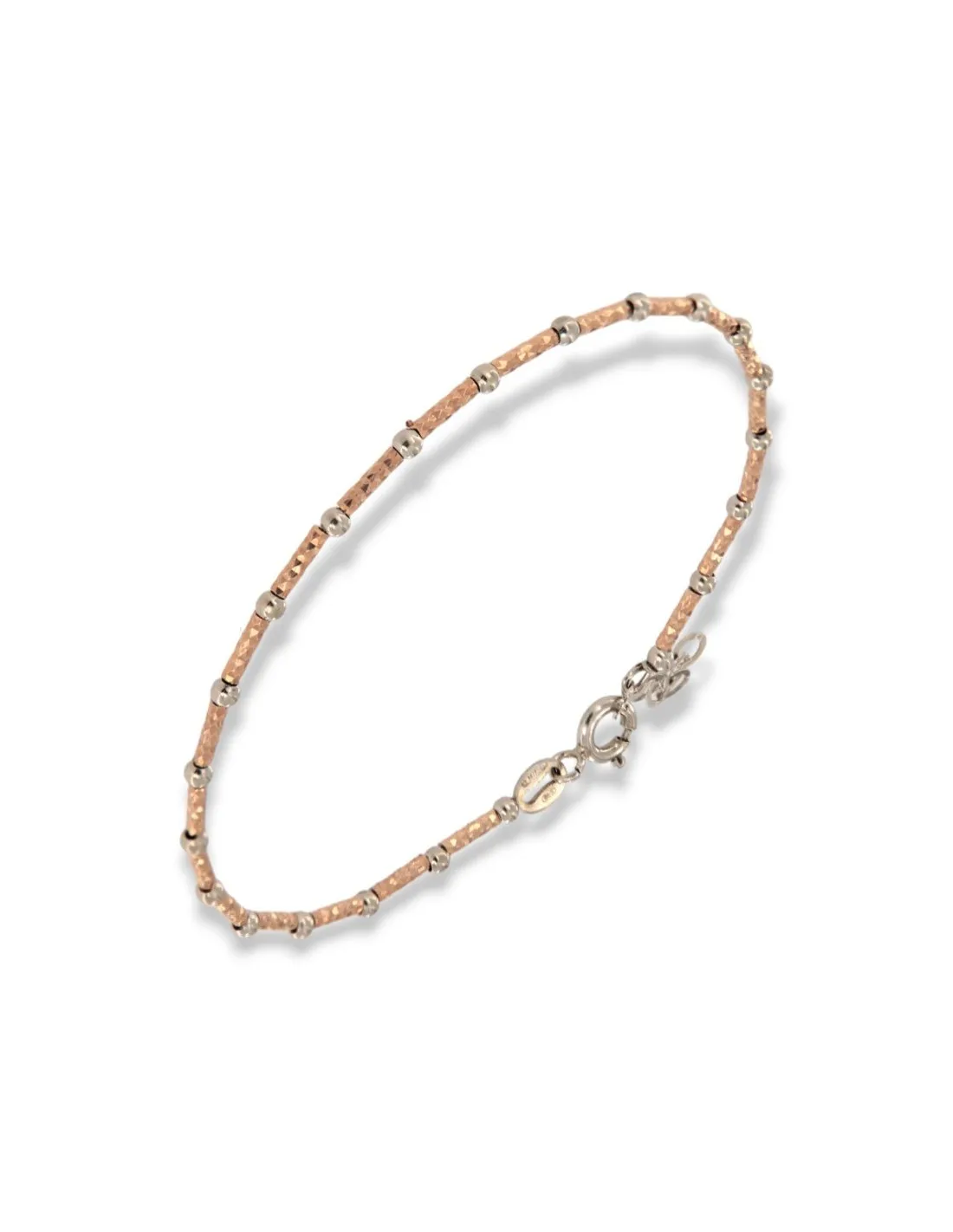 Bracciale Argento Sfere Sfaccettate Rosa e Grige
