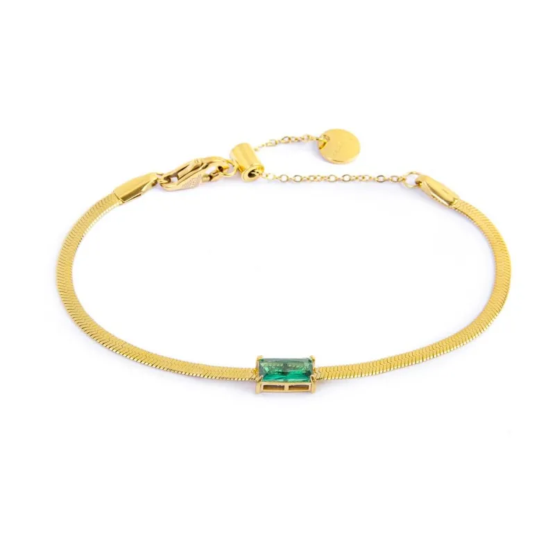 Bracciale Marlù Donna catena snake con zircone baguette Verde