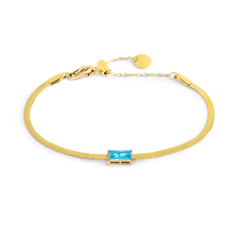 Bracciale Marlù Donna catena snake con zircone baguette Azzurro