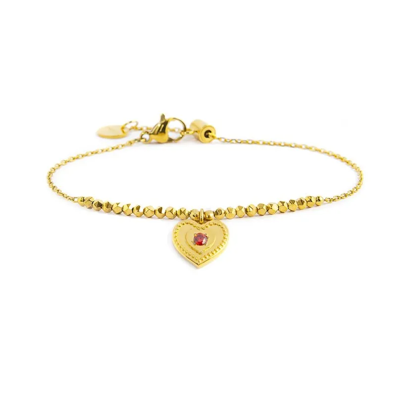 Bracciale Marlù donna con cuore pendente,cristallo rosso ed ematite
