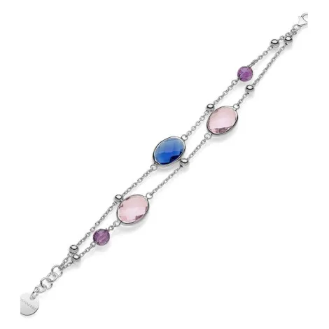 Bracciale Cristalli Blu/Viola/Rosa Unoaerre Fashion Jewellery Bronzo