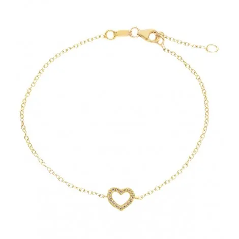 Bracciale Cuore Centrale Zirconi Bianchi Oro Giallo 18kt