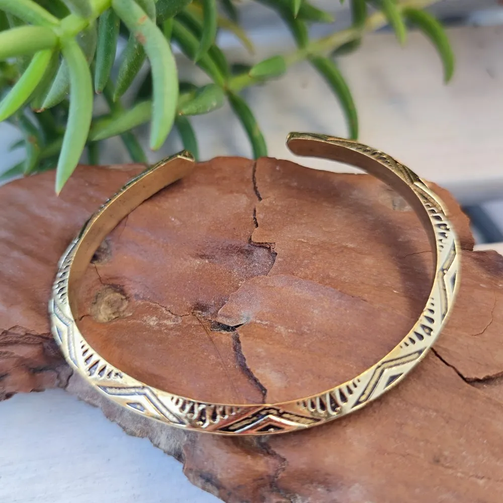 TUAREG bracelet open rigid ethnic brass - GODAPHINI