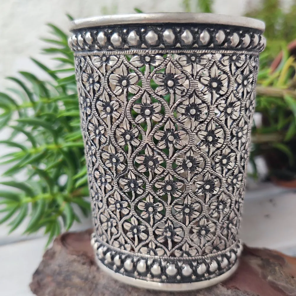 High Rigid Ethnic Bracelet in 925 Silver - THAINDA