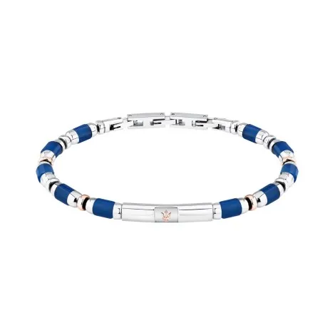 Bracciale Maserati Iconic Acciaio ed Elementi Blu JM334AVD45