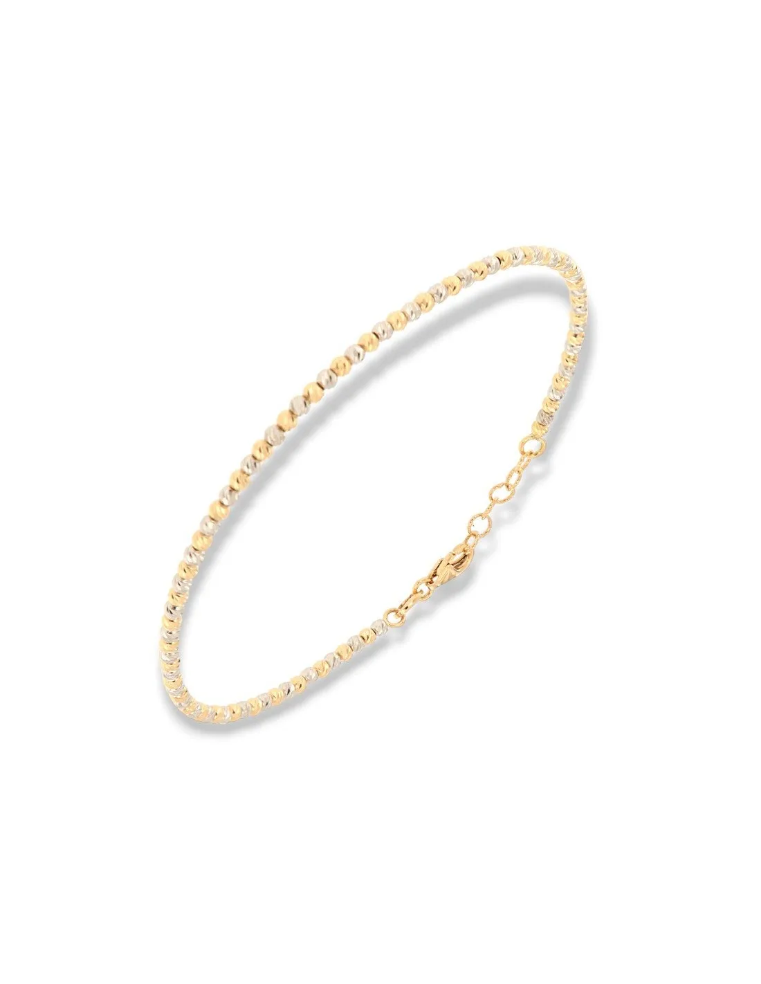 Bracciale Oro Giallo Sfere 2 Colori Rigate 2,25MM Diametro