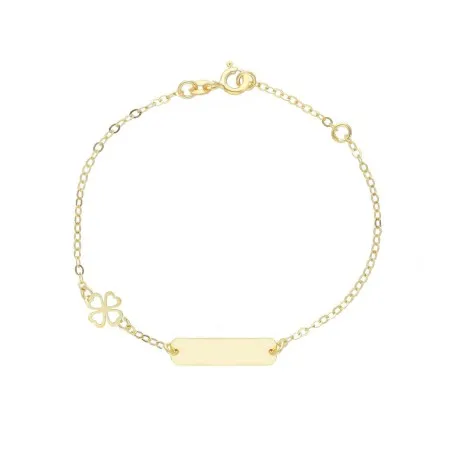 Bracciale Quadrifoglio Targhetta Oro Giallo 9k