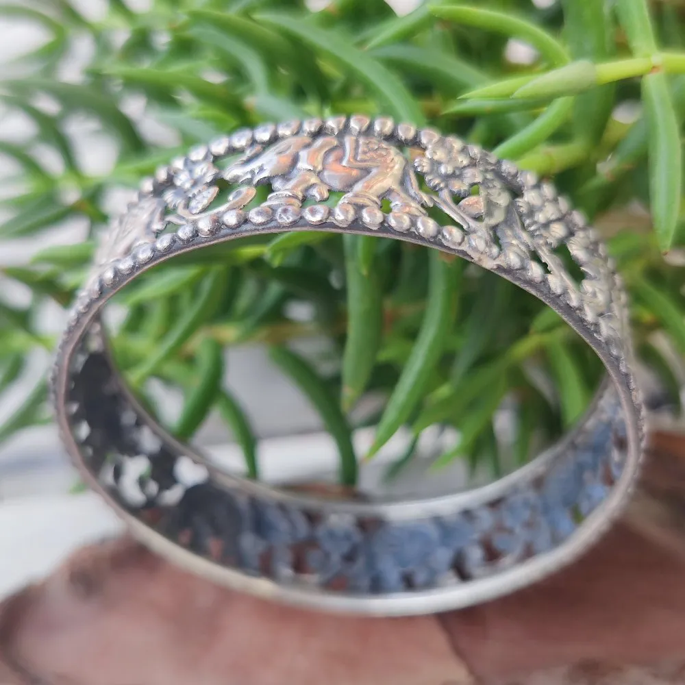 Rigid bracelet with elephants in 925 silver - BARBIL