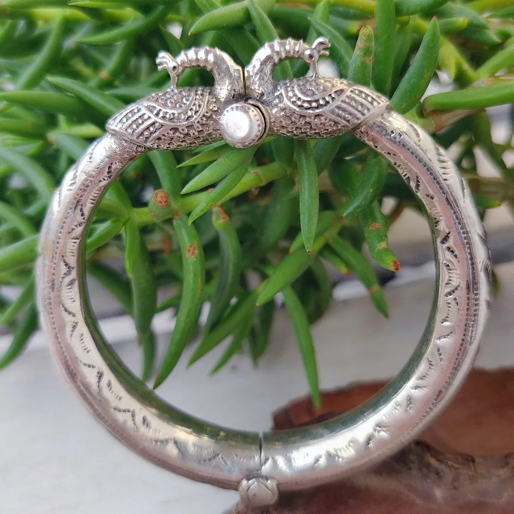 Rigid bracelet with peacocks in 925 silver - BAUSULI