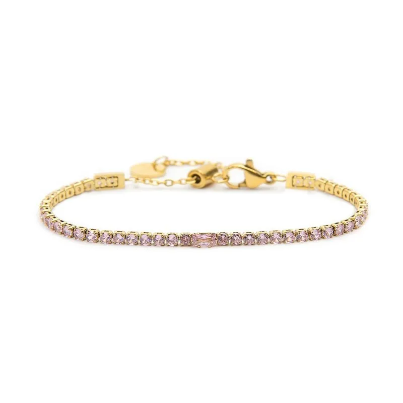 Bracciale Marlù Tennis gold 2,5mm con zircone centrale