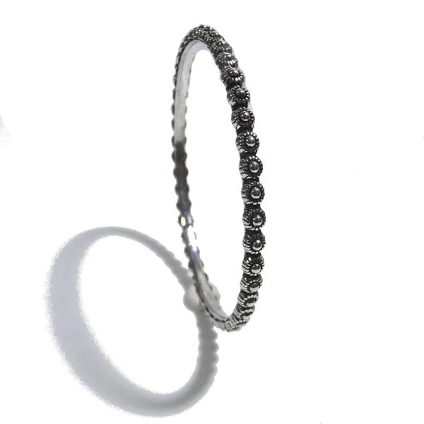 Bracciale etnico FLOR a cerchio in argento - rigido