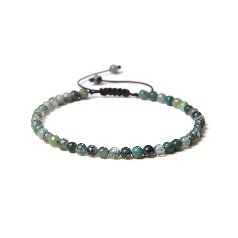 Bracciale in Agata Muschiata – cordino regolabile con pietre sferiche